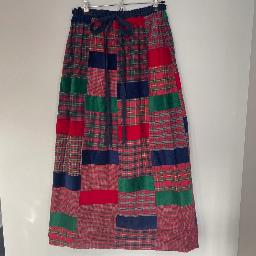 Vintage Mr. Hank Patchwork Plaid Corduroy Maxi Skirt Red Green Blue S/M 70s